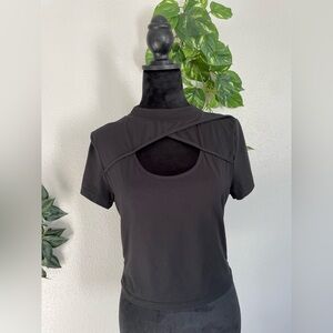 Bae city- Elegant Black Cutout Women's Tee Size L